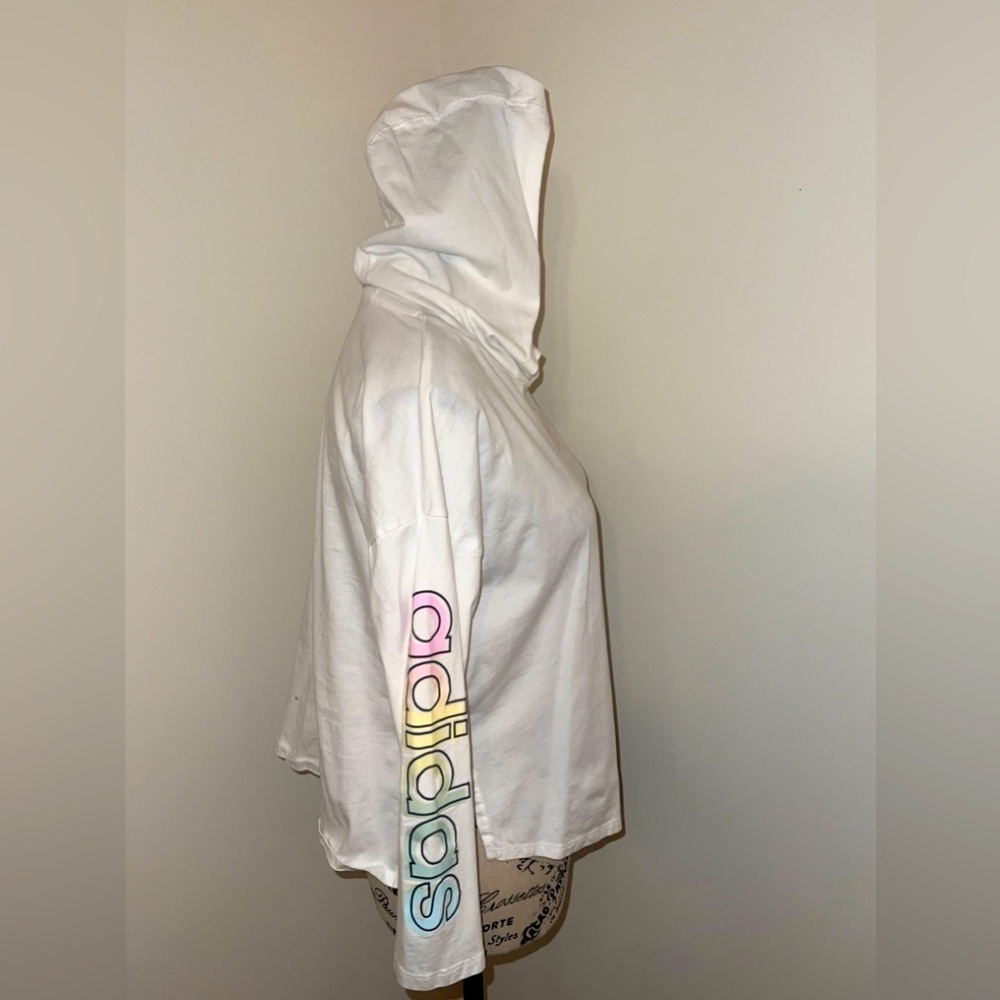 Adidas Girls' Hooded Long Sleeved T-shirt, Large - Picture 2 of 7